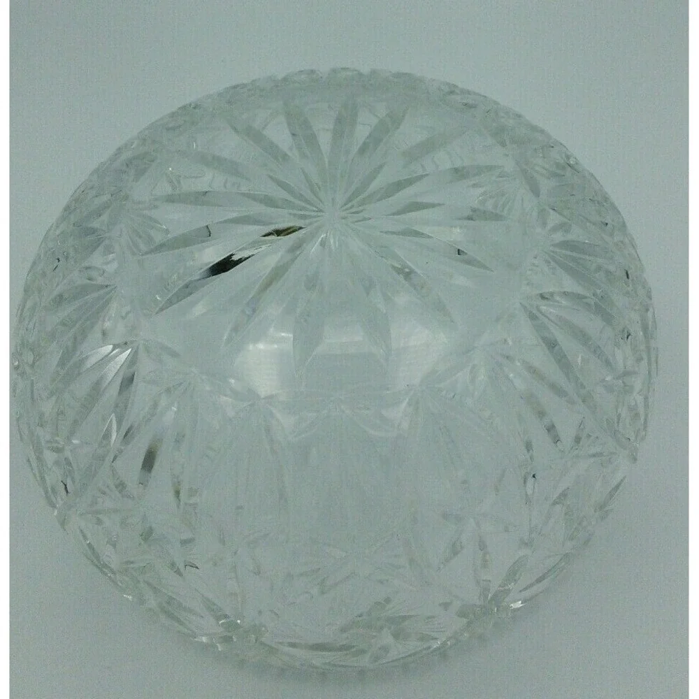 Irena 24% Lead Crystal Bowl & Matching Basket Easter Set With Stars & Palms 2 pc